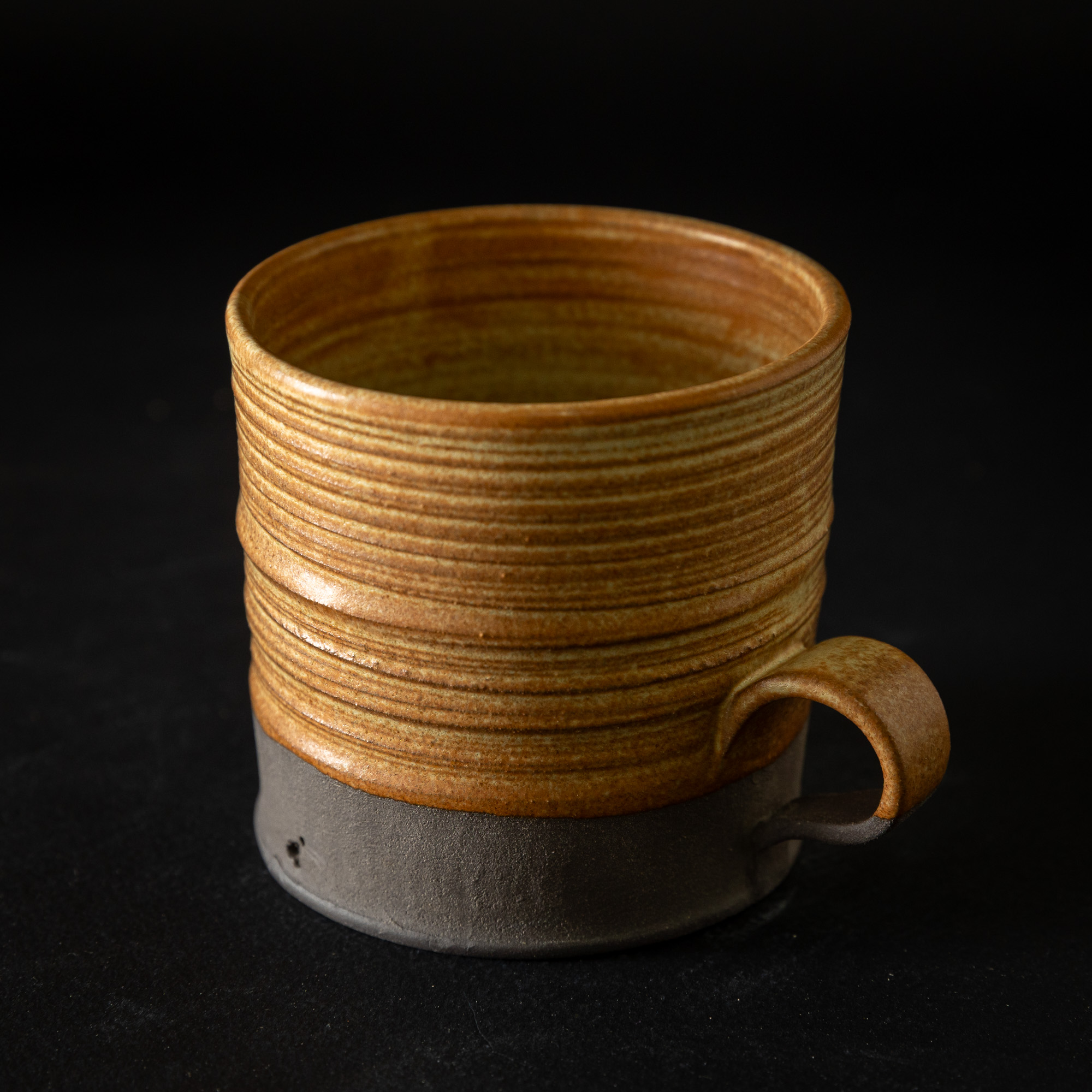 Low handle brown mug