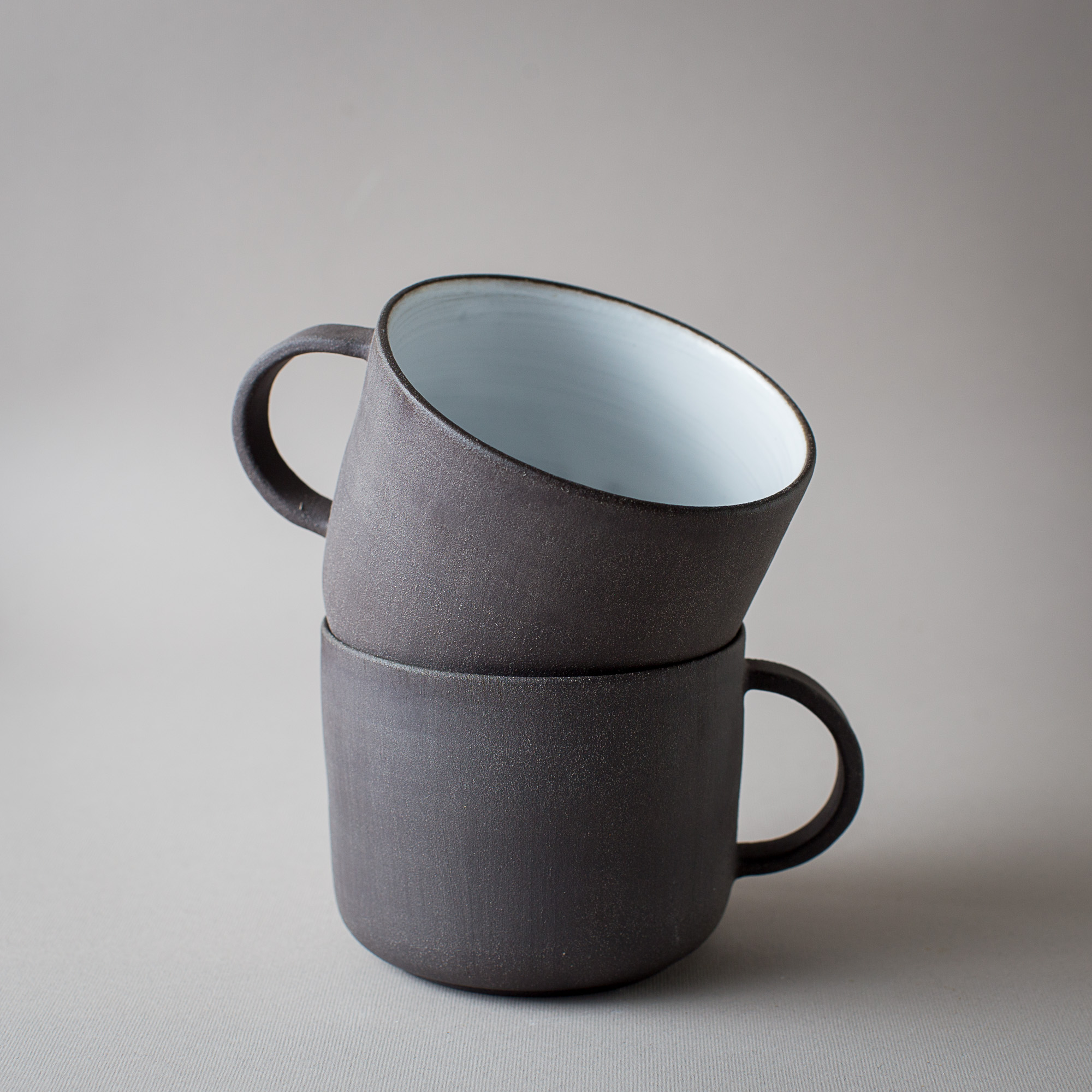 Black clay White interior XL mug